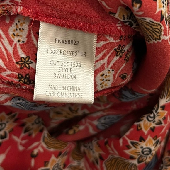 Max Studio Women's Red Floral Print Flowy Wide Leg Pants Size 1X - Picture 8 of 9